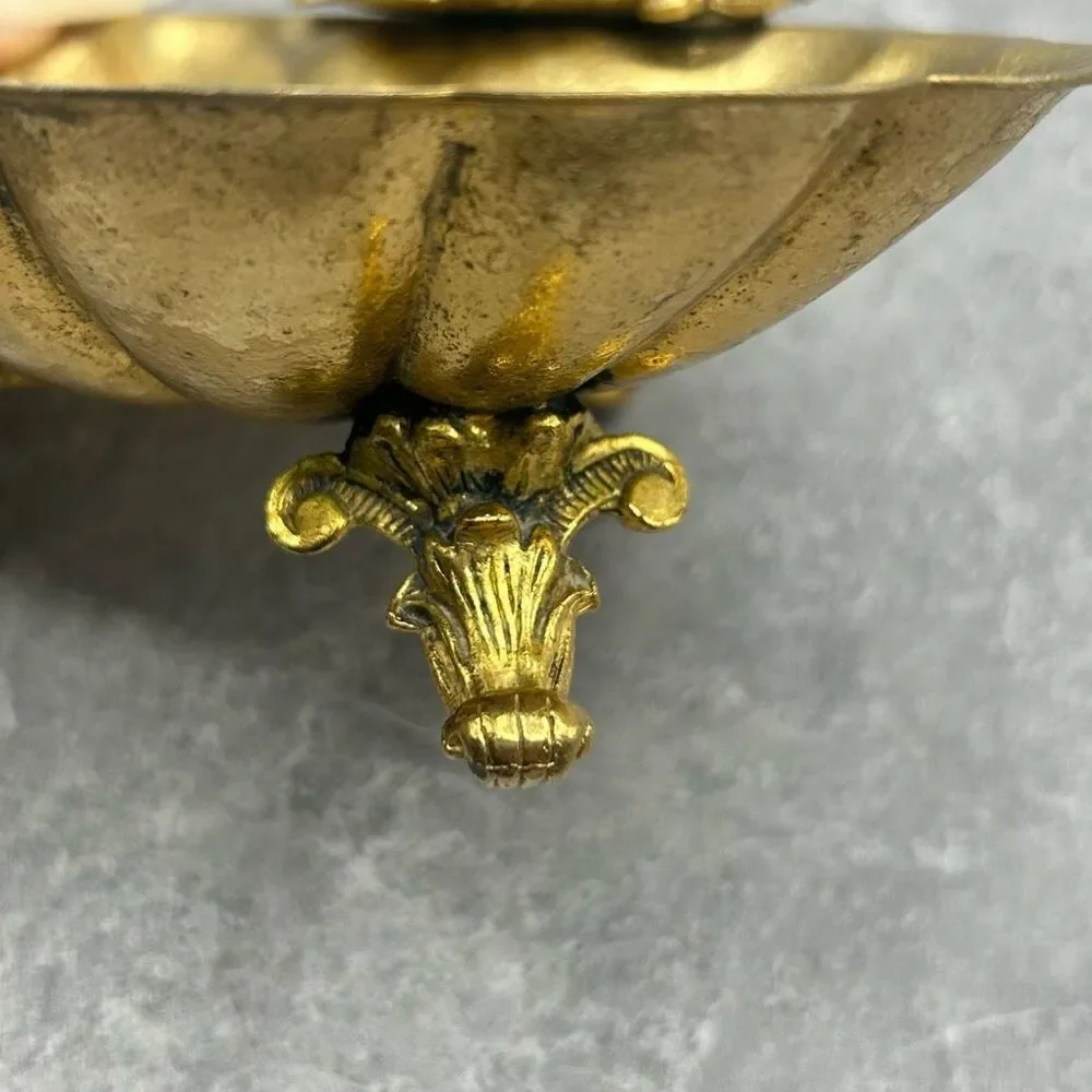Vintage Matson Stylebuilt Gold Gilt Footed Shell Bathroom Vanity Soap Trinket Di